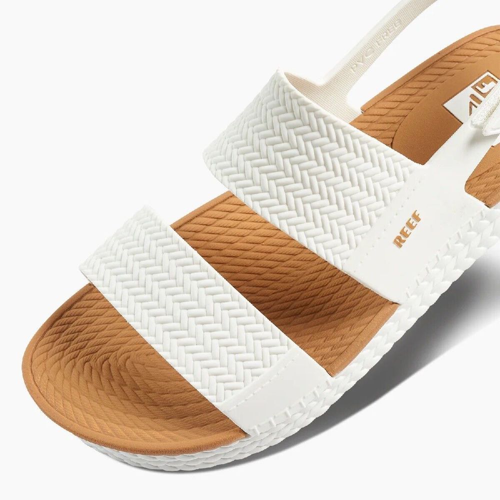 Reef Sandals Women 9 Water Vista White Tan Slip On Strap Outdoor Beach Flip Flop - Picture 4 of 5